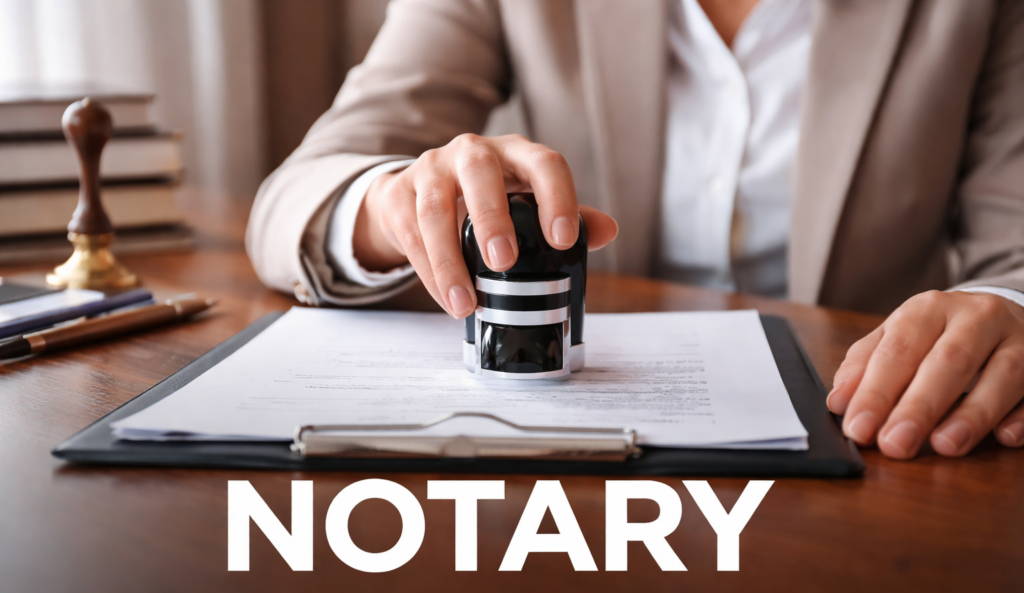 Image of a Notary Stamping a document